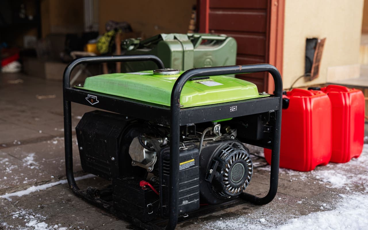 Draagbare generator met jerrycans brandstof